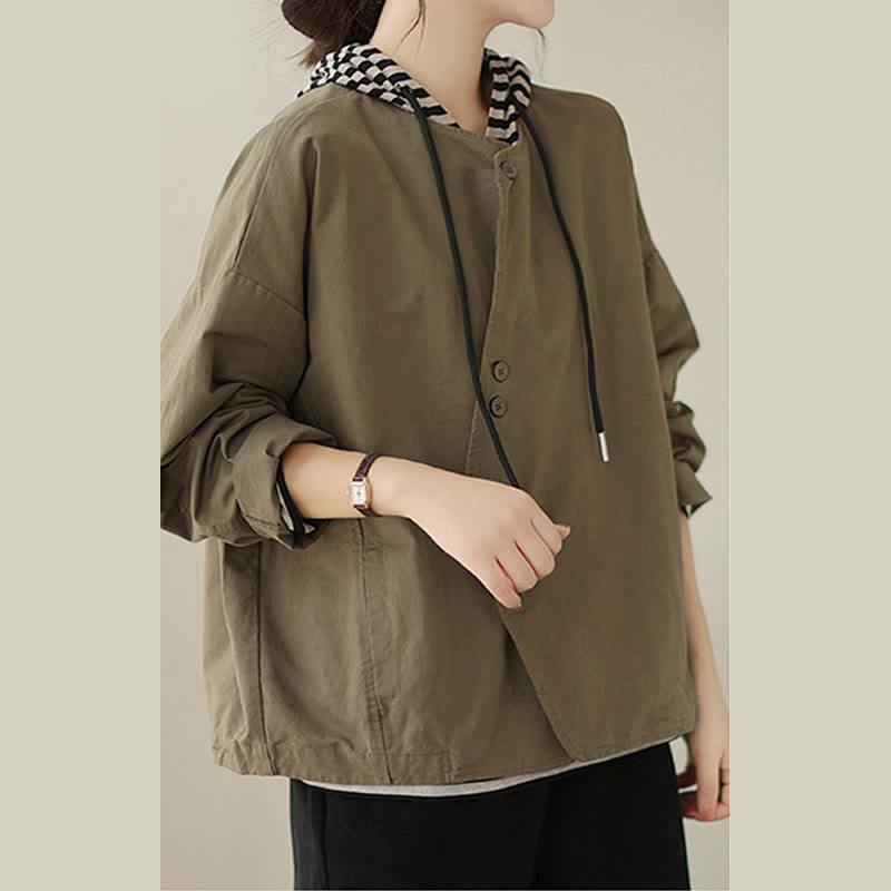 Breathable Cotton Linen Crew Neck Long Sleeve Minimalist Jacket