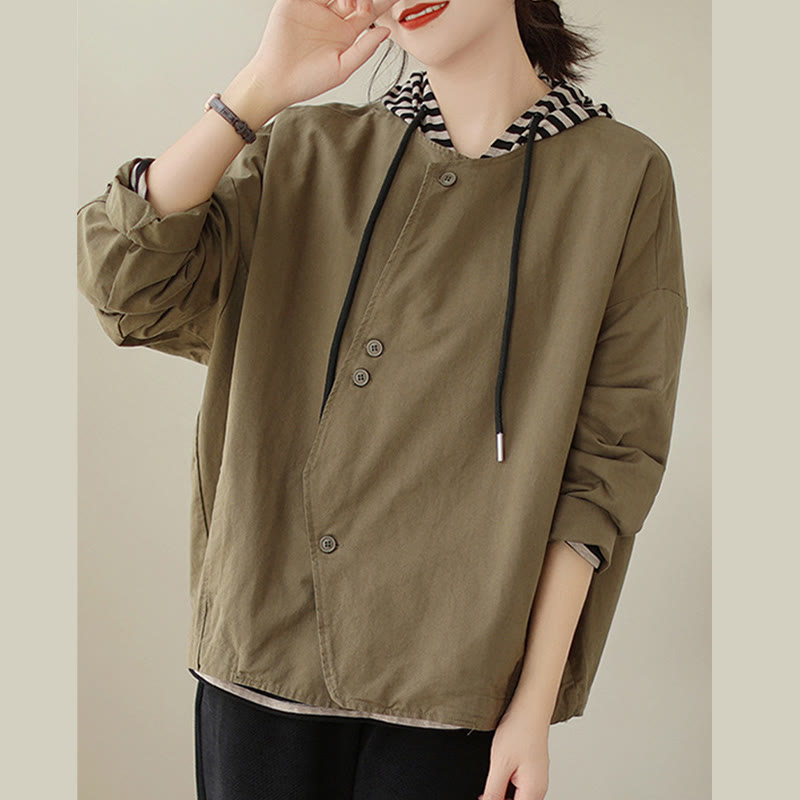 Breathable Cotton Linen Crew Neck Long Sleeve Minimalist Jacket