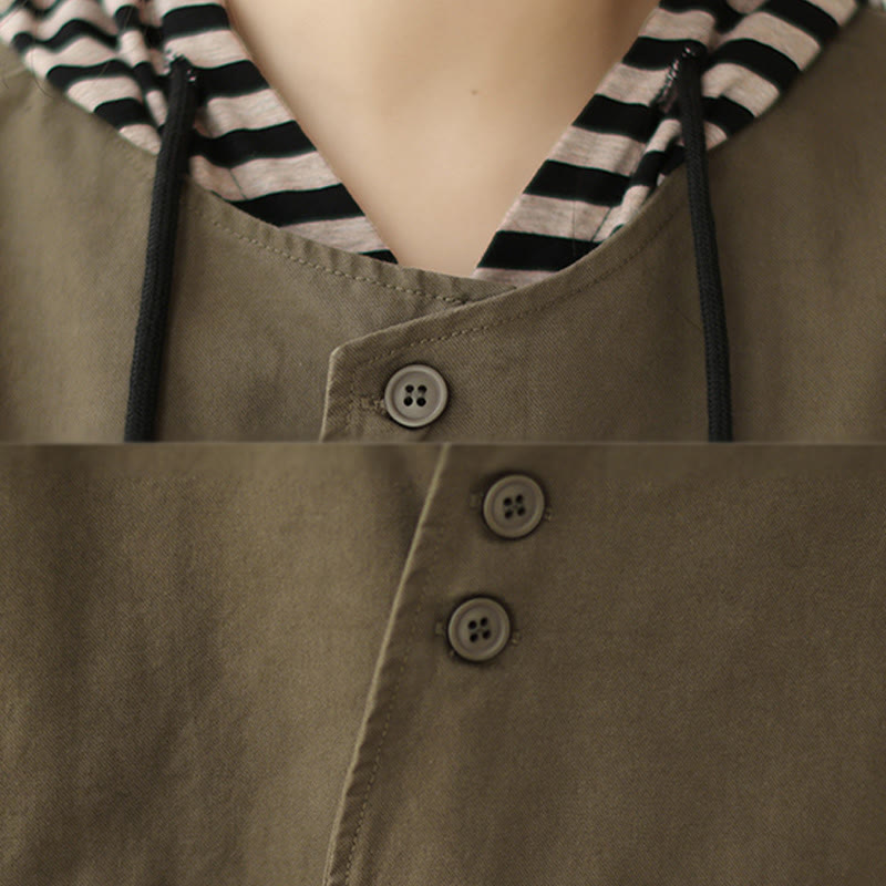 Breathable Cotton Linen Crew Neck Long Sleeve Minimalist Jacket