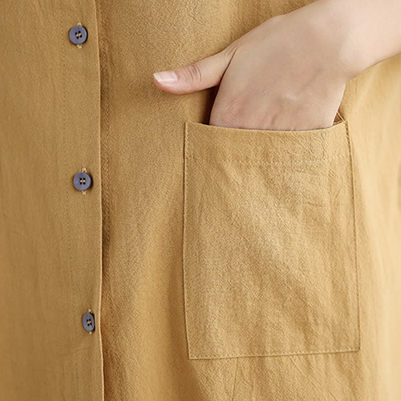 Tactile Cotton Linen Stand Collar Mindful Shirt