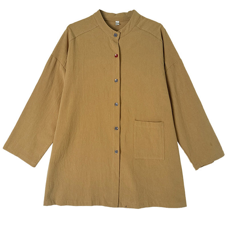 Tactile Cotton Linen Stand Collar Mindful Shirt