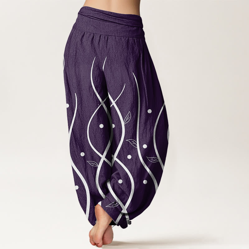 Breathable Cotton Relaxed Vine Motif Meditation Harem Pants
