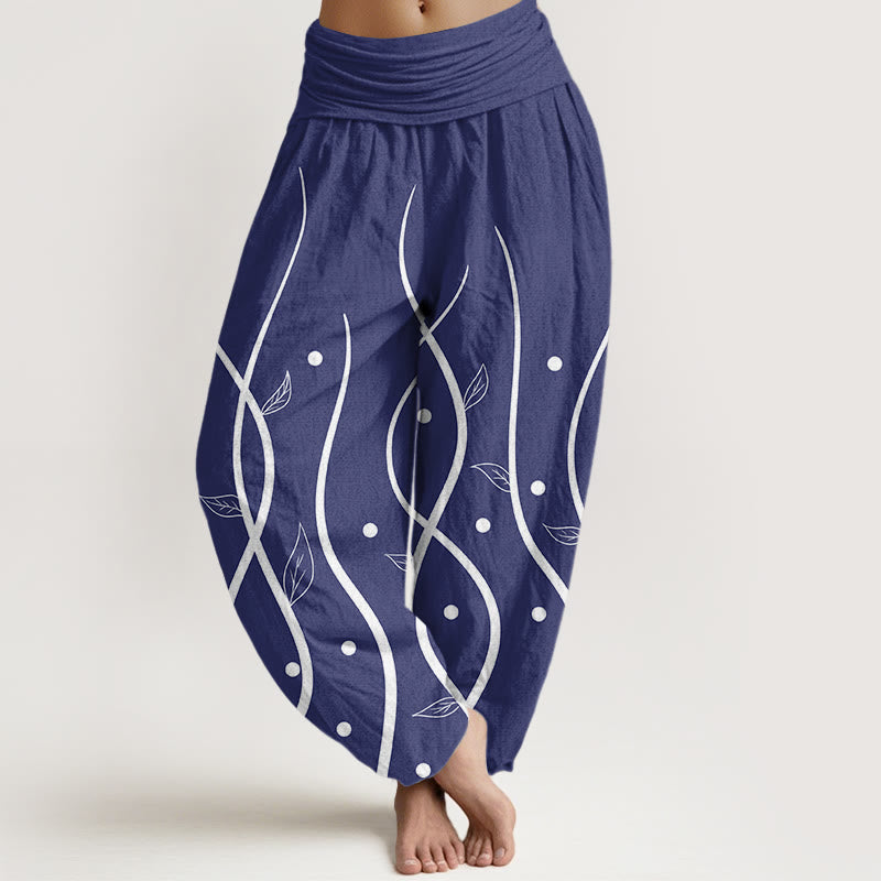 Breathable Cotton Relaxed Vine Motif Meditation Harem Pants