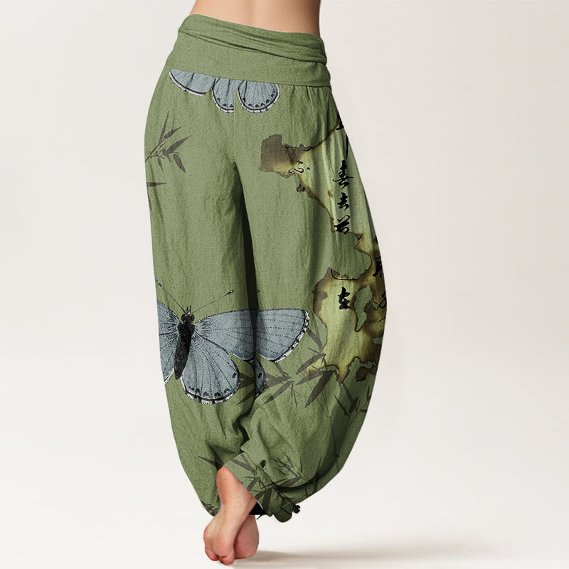 Breathable Cotton Bamboo Print Mindful Movement Harem Pants