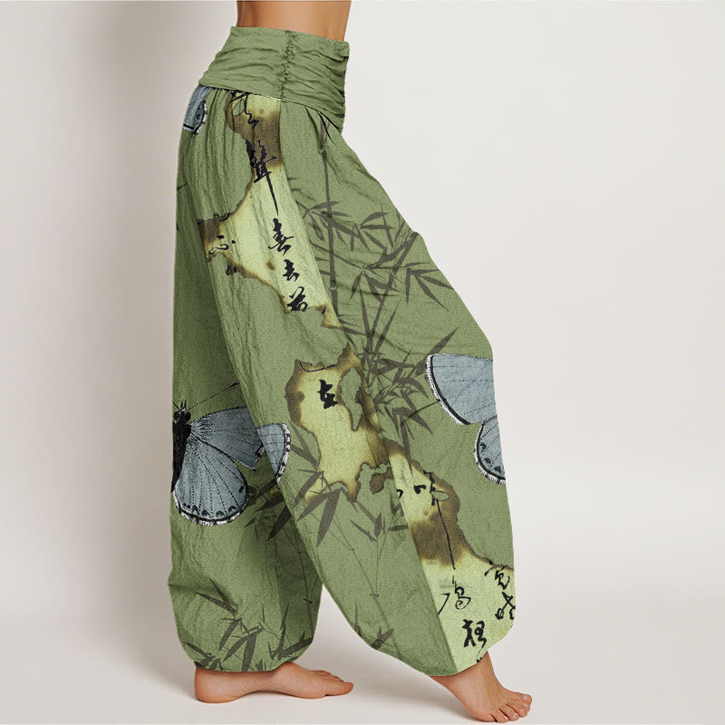 Breathable Cotton Bamboo Print Mindful Movement Harem Pants