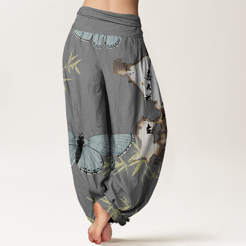 Breathable Cotton Bamboo Print Mindful Movement Harem Pants