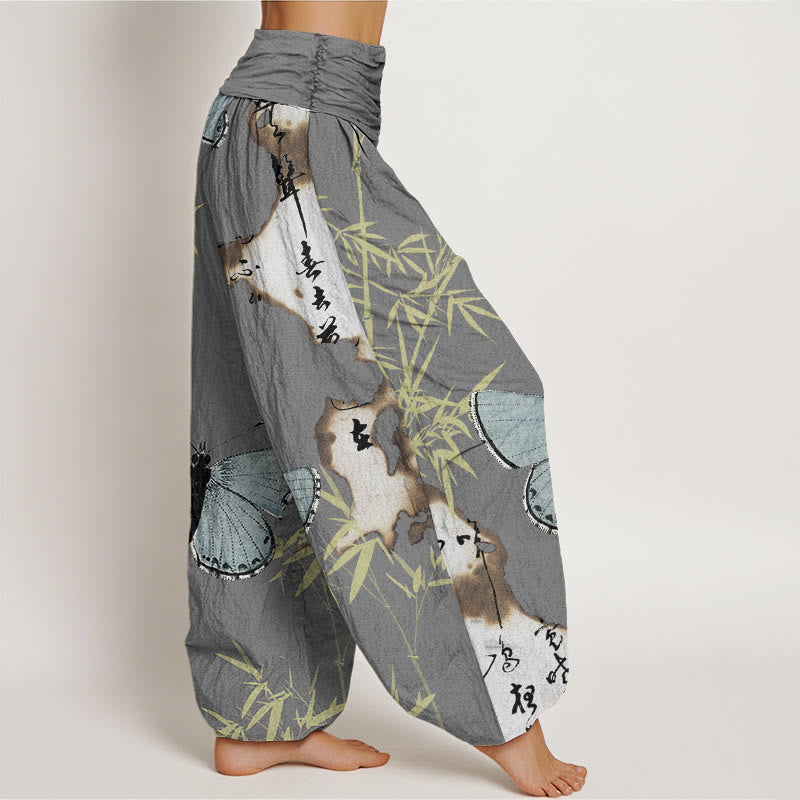 Breathable Cotton Bamboo Print Mindful Movement Harem Pants