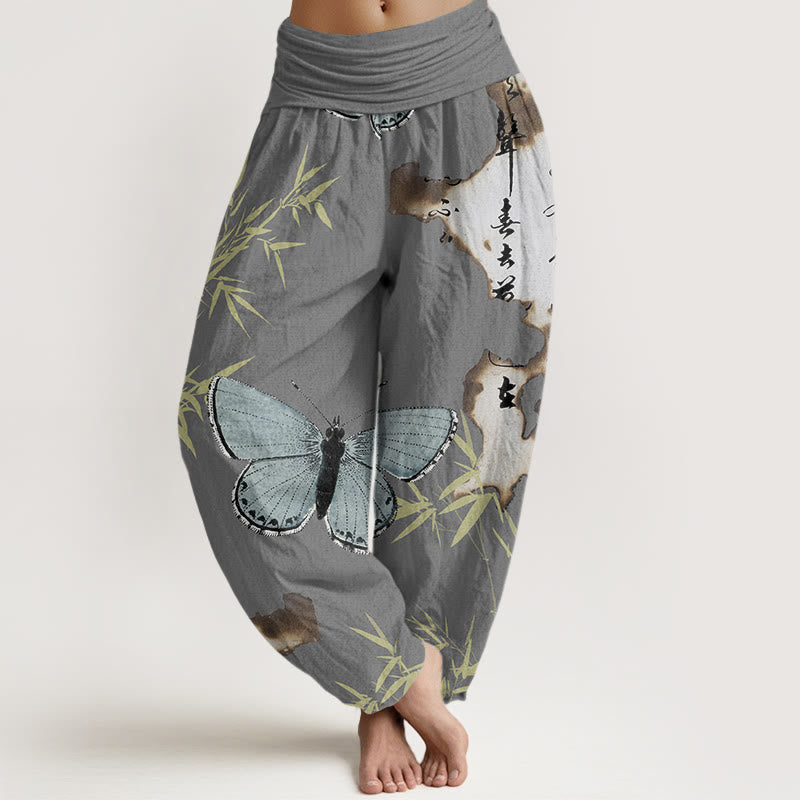 Breathable Cotton Bamboo Print Mindful Movement Harem Pants
