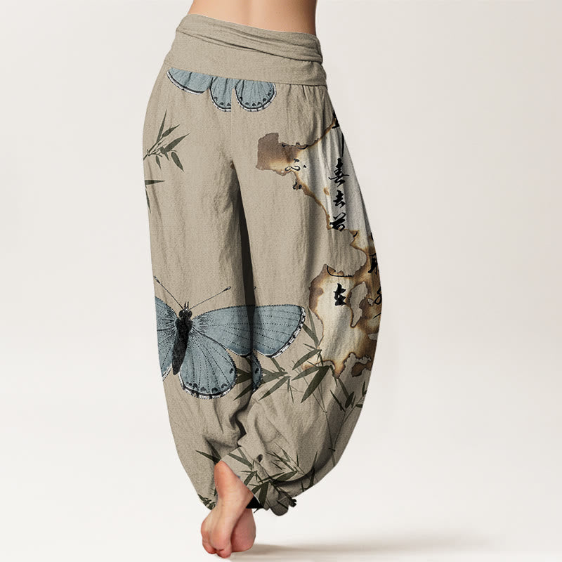 Breathable Cotton Bamboo Print Mindful Movement Harem Pants