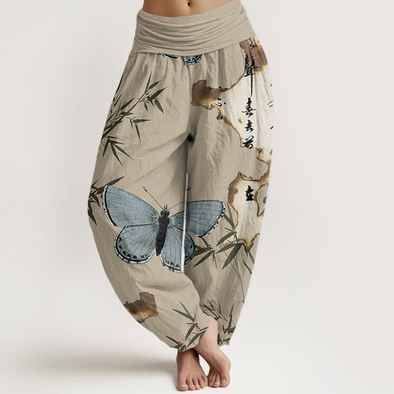 Breathable Cotton Bamboo Print Mindful Movement Harem Pants