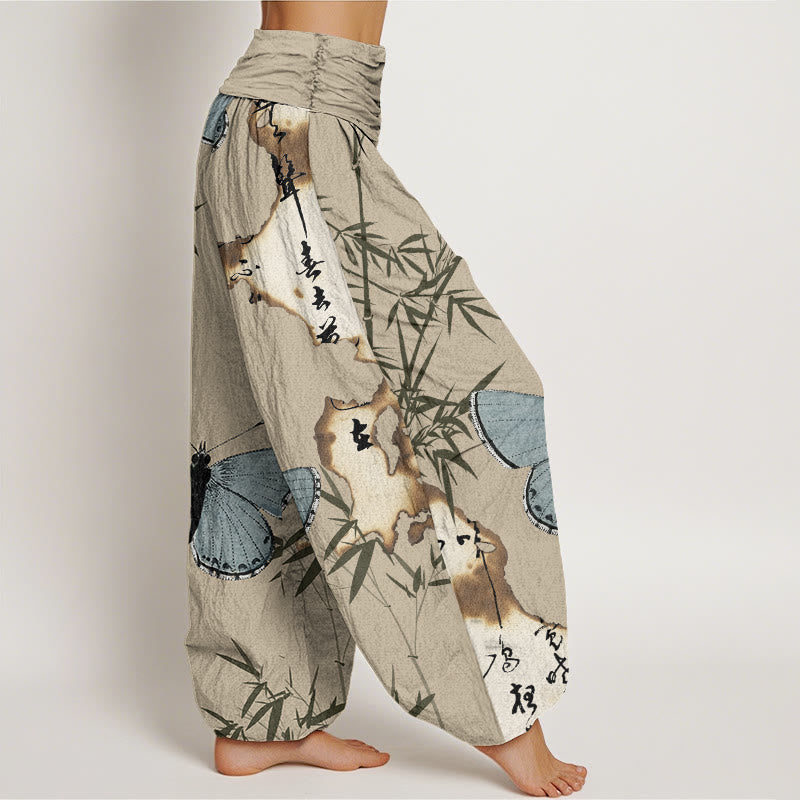 Breathable Cotton Bamboo Print Mindful Movement Harem Pants