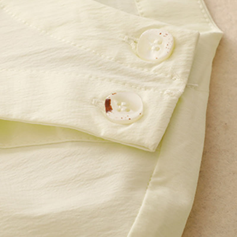 Tactile Cotton Irregular Button Meditation Shirt & Skirt Set
