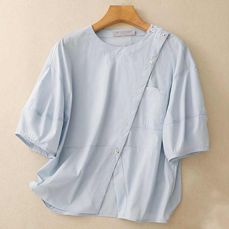 Tactile Cotton Irregular Button Meditation Shirt & Skirt Set
