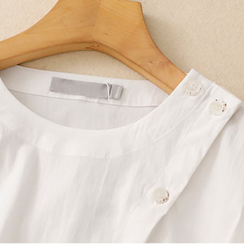 Tactile Cotton Irregular Button Meditation Shirt & Skirt Set