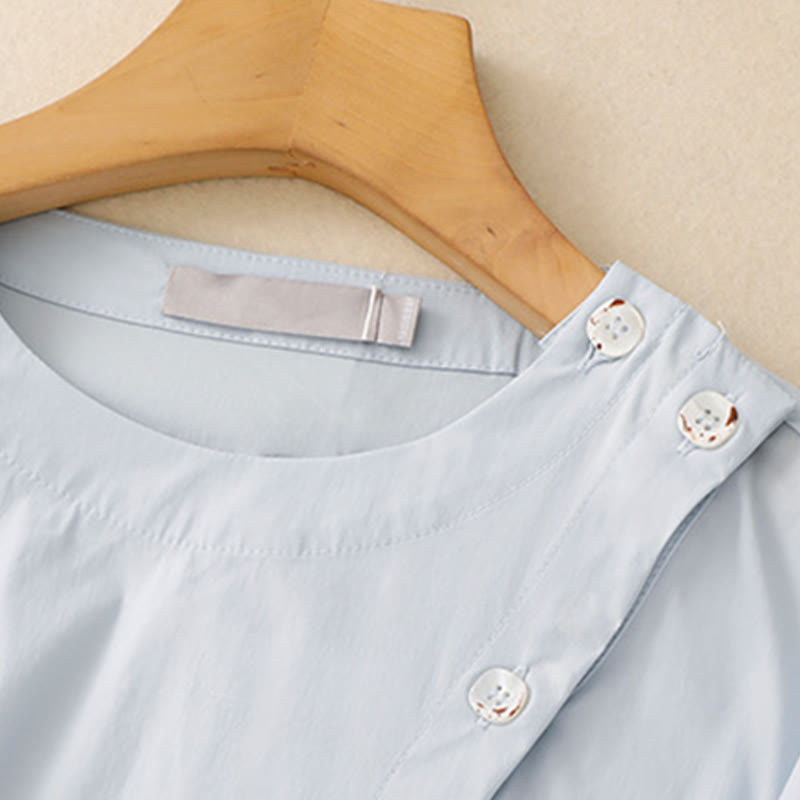 Tactile Cotton Irregular Button Meditation Shirt & Skirt Set