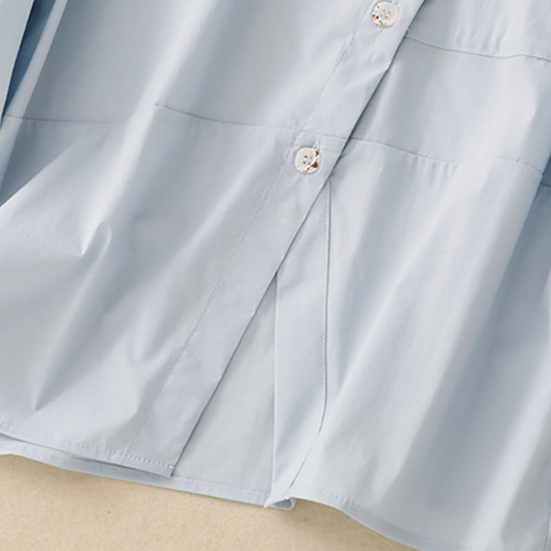 Tactile Cotton Irregular Button Meditation Shirt & Skirt Set