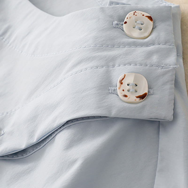 Tactile Cotton Irregular Button Meditation Shirt & Skirt Set