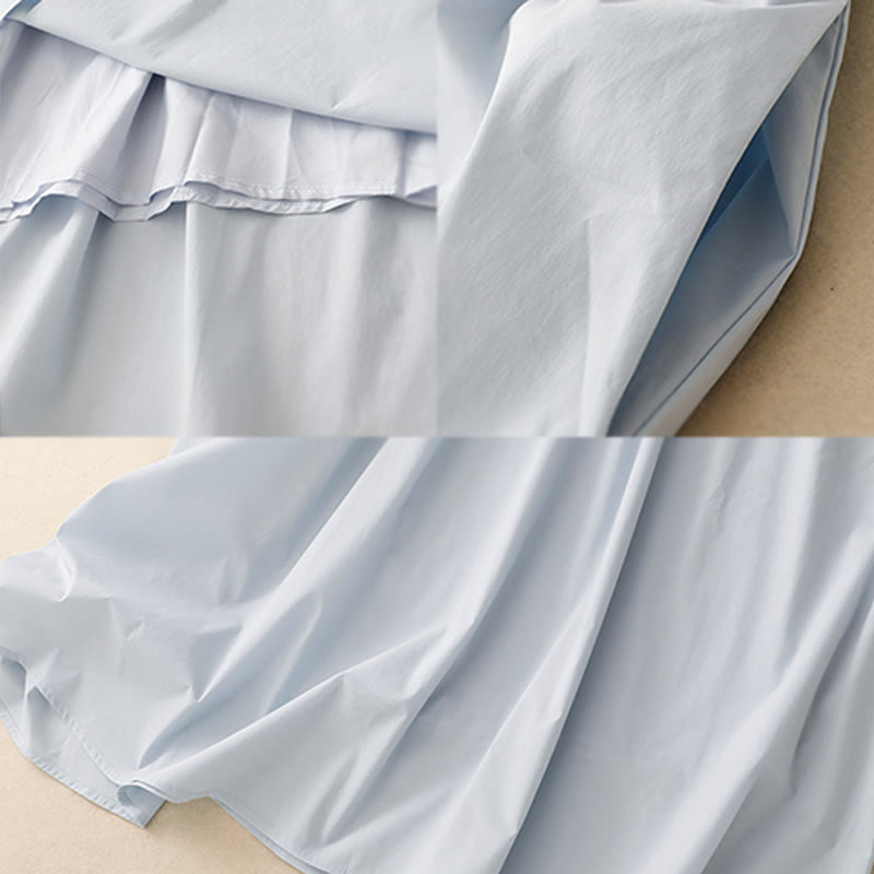 Tactile Cotton Irregular Button Meditation Shirt & Skirt Set