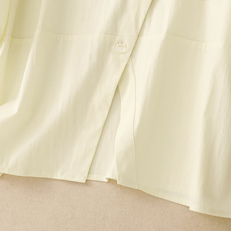 Tactile Cotton Irregular Button Meditation Shirt & Skirt Set