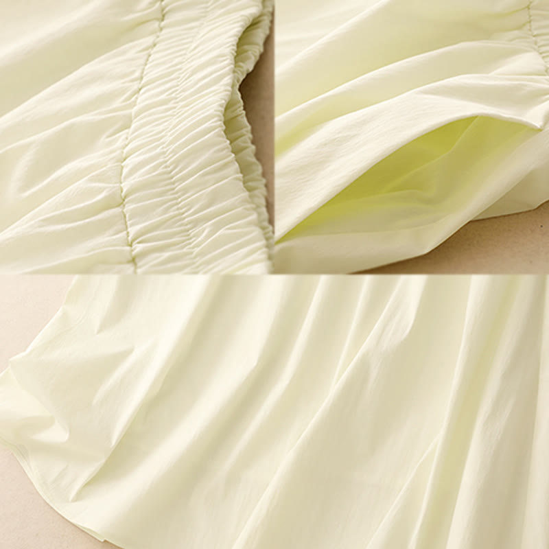 Tactile Cotton Irregular Button Meditation Shirt & Skirt Set