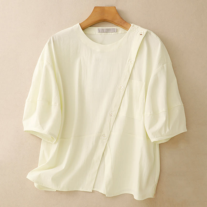 Tactile Cotton Irregular Button Meditation Shirt & Skirt Set