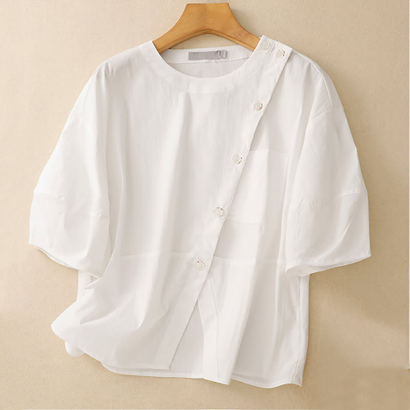 Tactile Cotton Irregular Button Meditation Shirt & Skirt Set