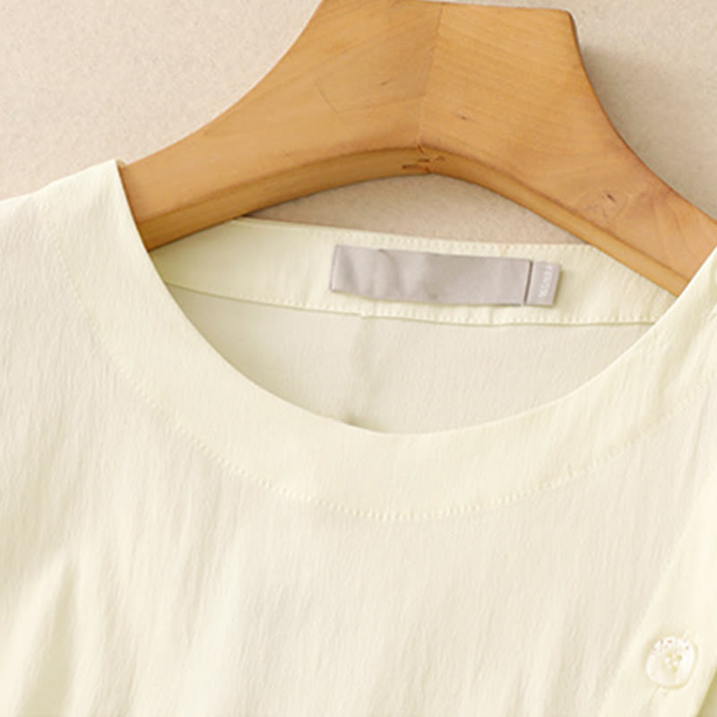Tactile Cotton Irregular Button Meditation Shirt & Skirt Set