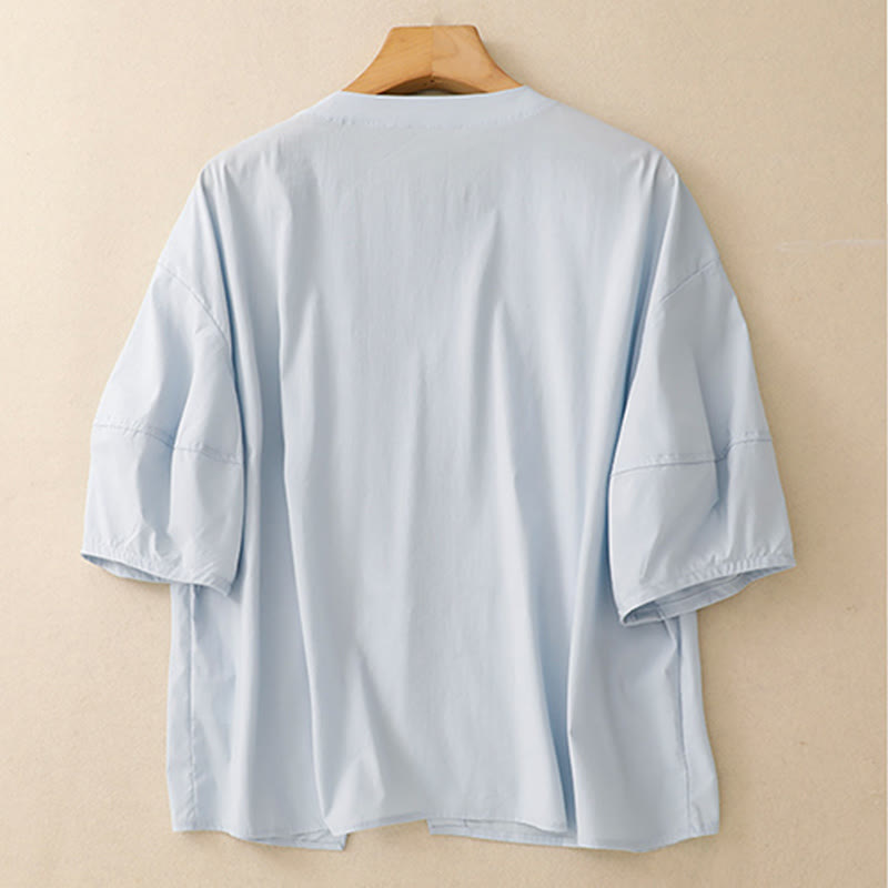 Tactile Cotton Irregular Button Meditation Shirt & Skirt Set