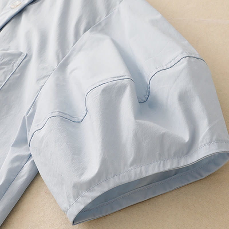 Tactile Cotton Irregular Button Meditation Shirt & Skirt Set