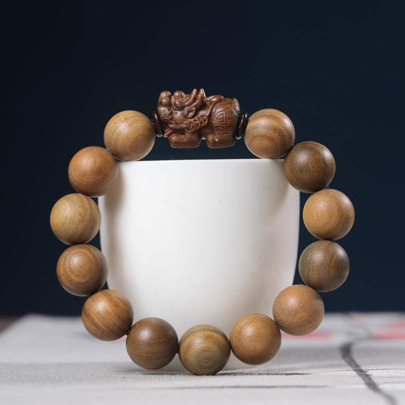 Green Sandalwood Pixiu Attract Wealth Bracelet