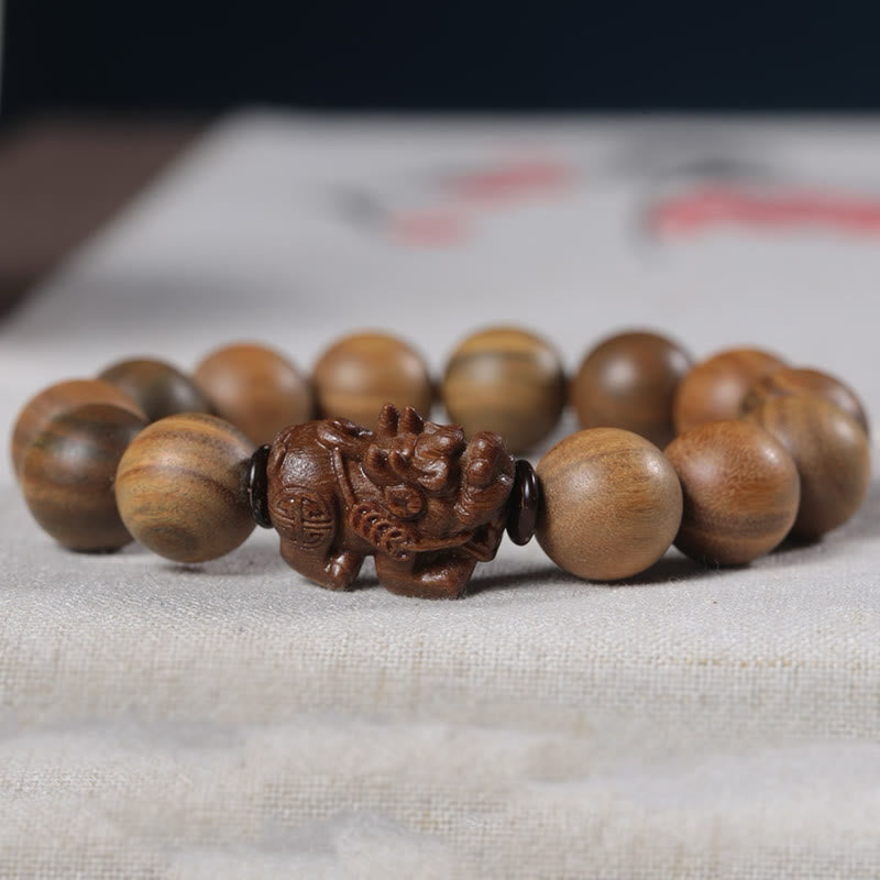 Green Sandalwood Pixiu Attract Wealth Bracelet