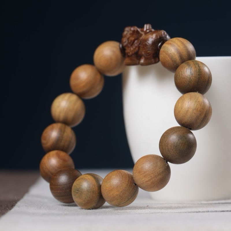 Green Sandalwood Pixiu Attract Wealth Bracelet