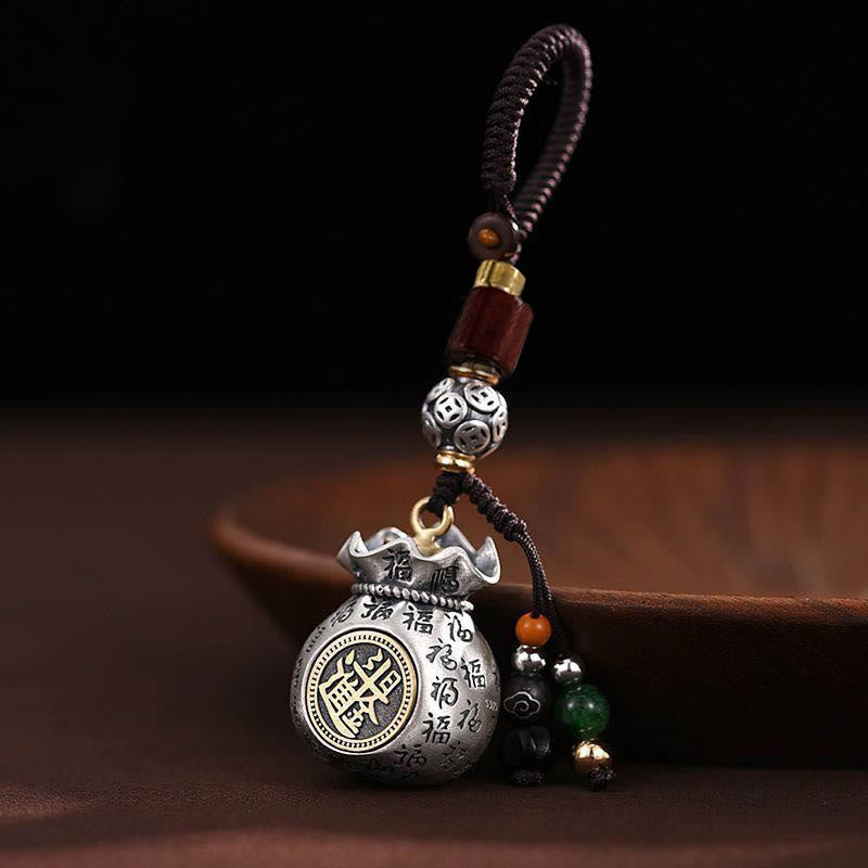 Fu Character Money Bag Making Money Every Day Fortune Key Chain
