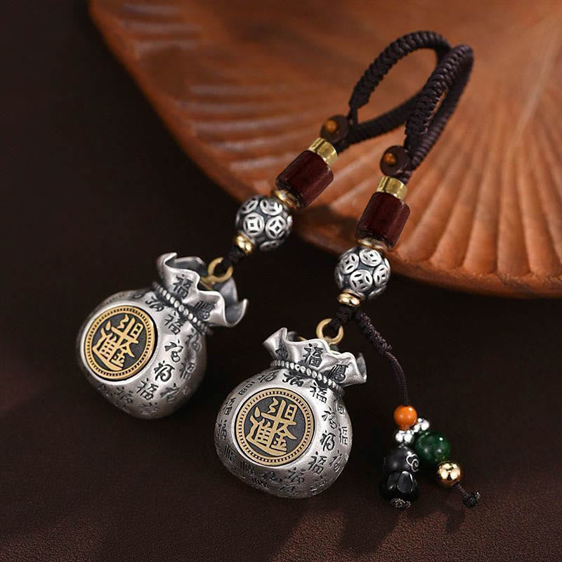 Fu Character Money Bag Making Money Every Day Fortune Key Chain