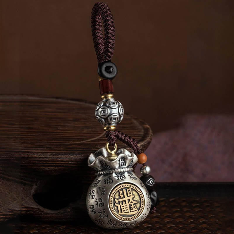 Fu Character Money Bag Making Money Every Day Fortune Key Chain