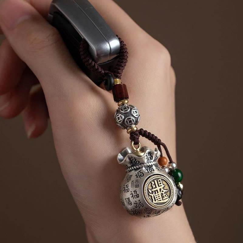 Fu Character Money Bag Making Money Every Day Fortune Key Chain