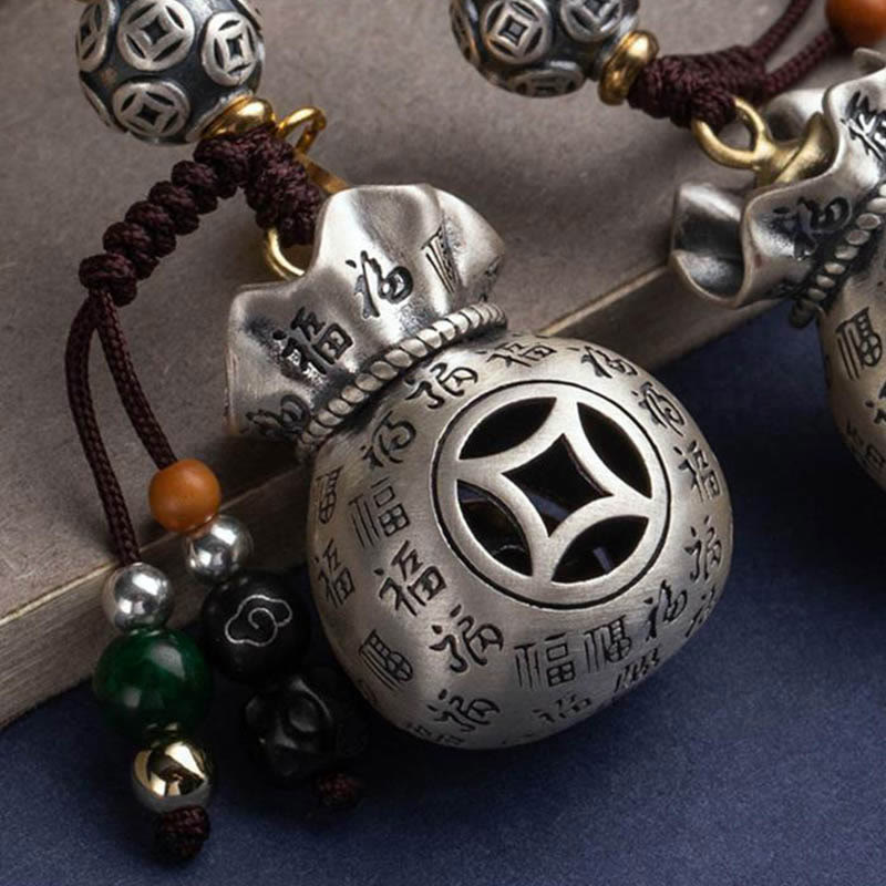 Fu Character Money Bag Making Money Every Day Fortune Key Chain