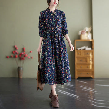 Breathable Cotton Linen Relaxed Midi Dress for Mindful Living