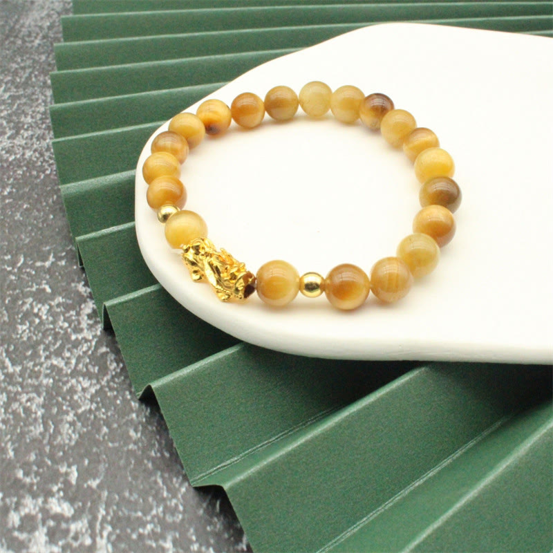 Various Color Tiger Eye Beads Pixiu Wealth Courage Bracelet