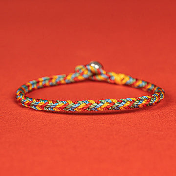 925 Sterling Silver Eight Thread Peace Knot Colorful Rope Luck Braided Bracelet