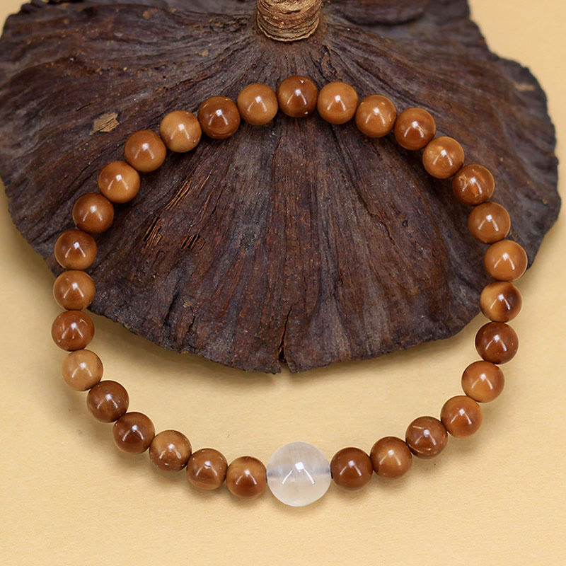 Natural Kuka Seed and Agate Stone Organic Minimalist Bracelet