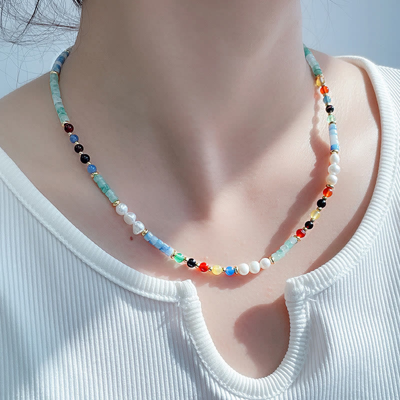 Pearl Glass Healing Necklace Pendant