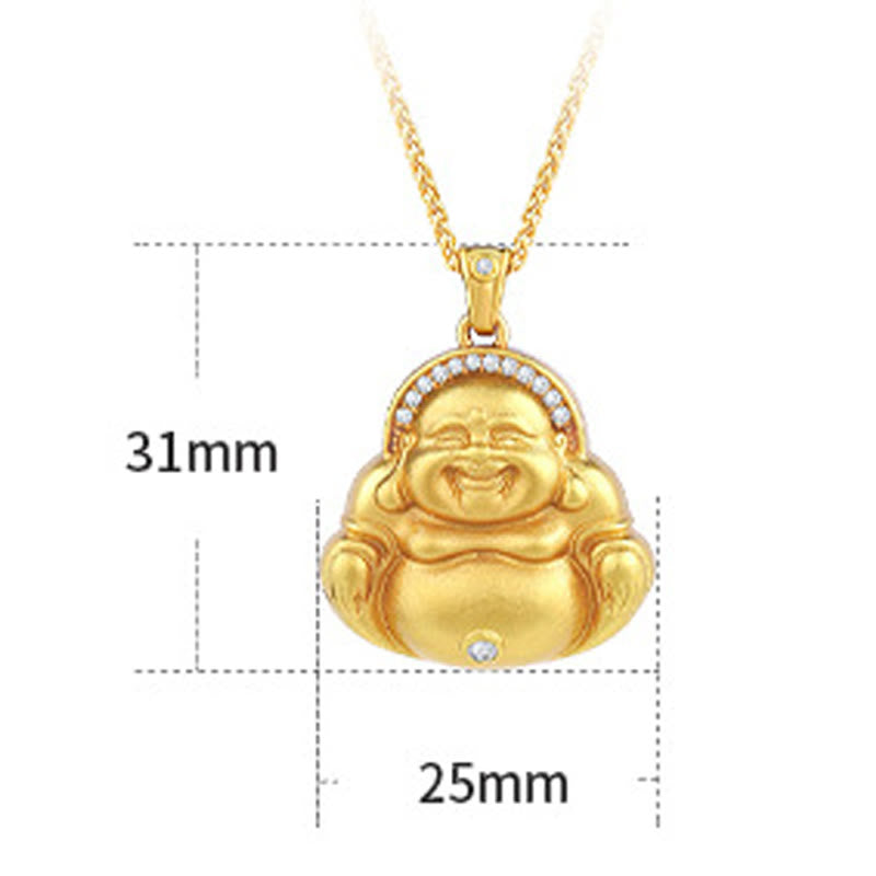 Copper Laughing Buddha Pattern Happiness Necklace Pendant