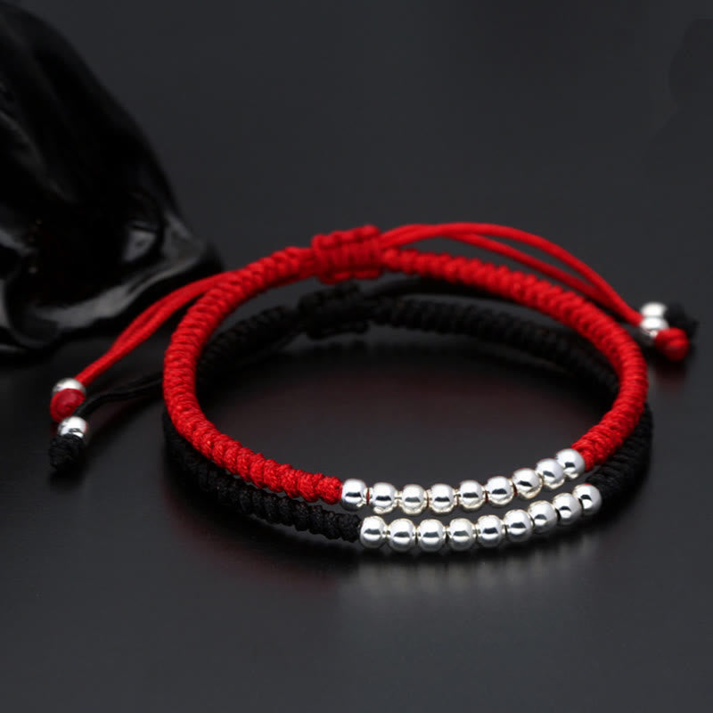 Minimalist 925 Sterling Silver Knot Adjustable Red String Bracelet
