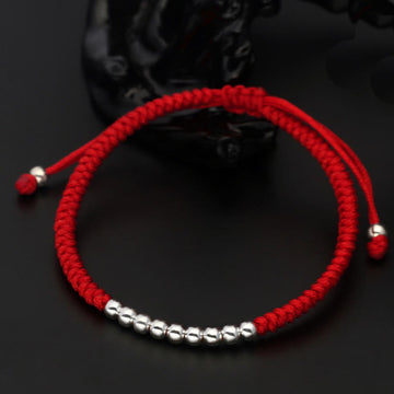Minimalist 925 Sterling Silver Knot Adjustable Red String Bracelet