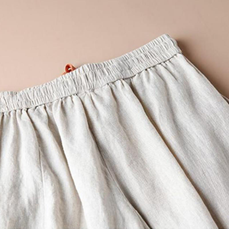 Casual Cotton Slit Hem Women's 7-8 Length Wide Leg Pants With Pockets