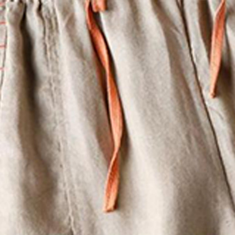 Casual Cotton Slit Hem Women's 7-8 Length Wide Leg Pants With Pockets