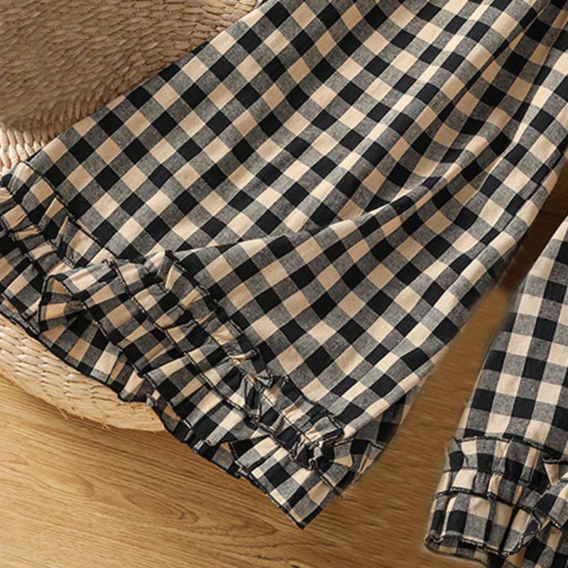 Tactile Cotton Grid Cropped Wide-Leg Meditation Pants