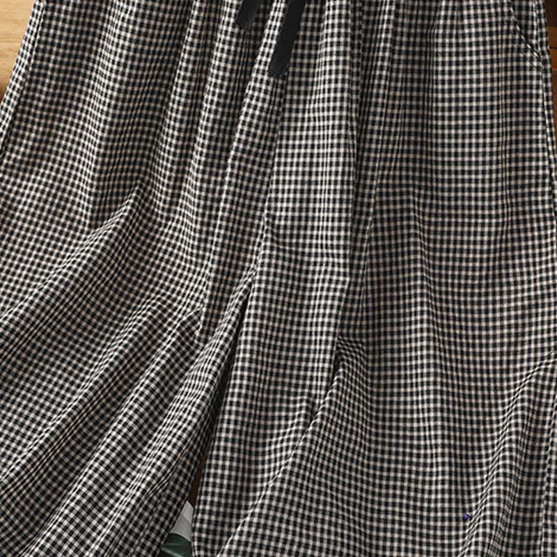 Tactile Cotton Grid Cropped Wide-Leg Meditation Pants