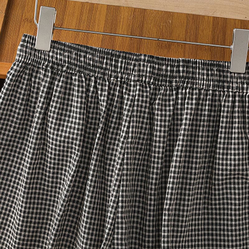 Tactile Cotton Grid Cropped Wide-Leg Meditation Pants